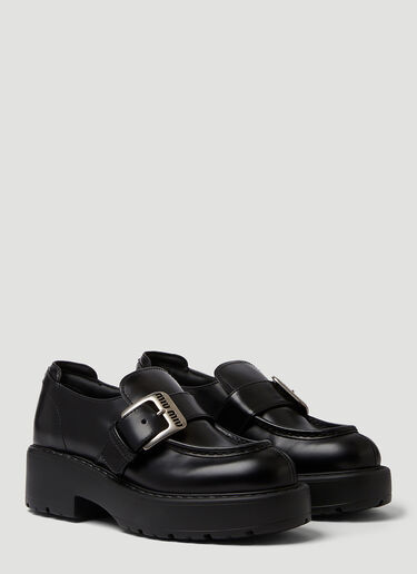 Miu Miu Buckled Platform Loafers Black miu0250048