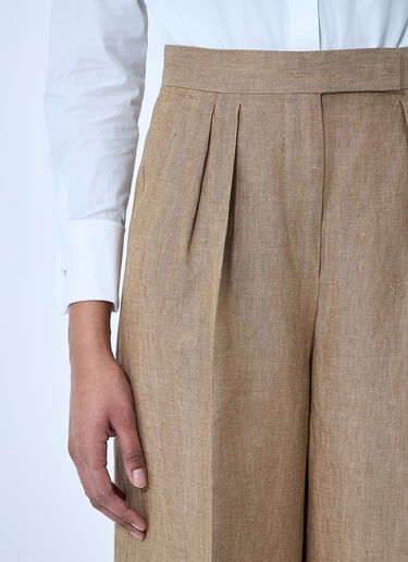 Max Mara 亚麻褶裥长裤  棕色 max0260003
