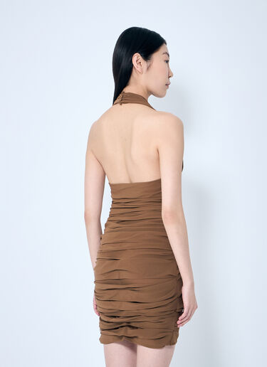 Saint Laurent Silk Halter Dress Brown sla0258069
