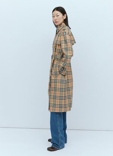 Burberry Check Cotton Gabardine Trench Coat Beige bur0253032