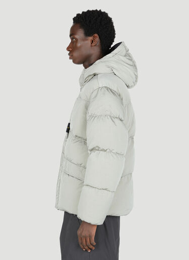 Stone Island 후드 다운 재킷 크림 sto0154021
