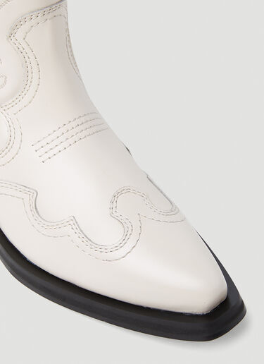 GANNI Embroidered Western Boots White gan0253024
