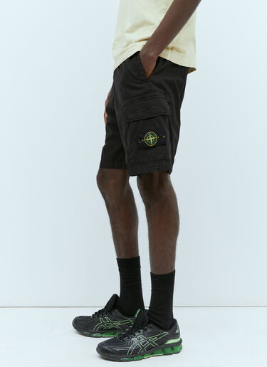 Stone Island 徽标贴饰百慕大短裤 黑色 sto0156054