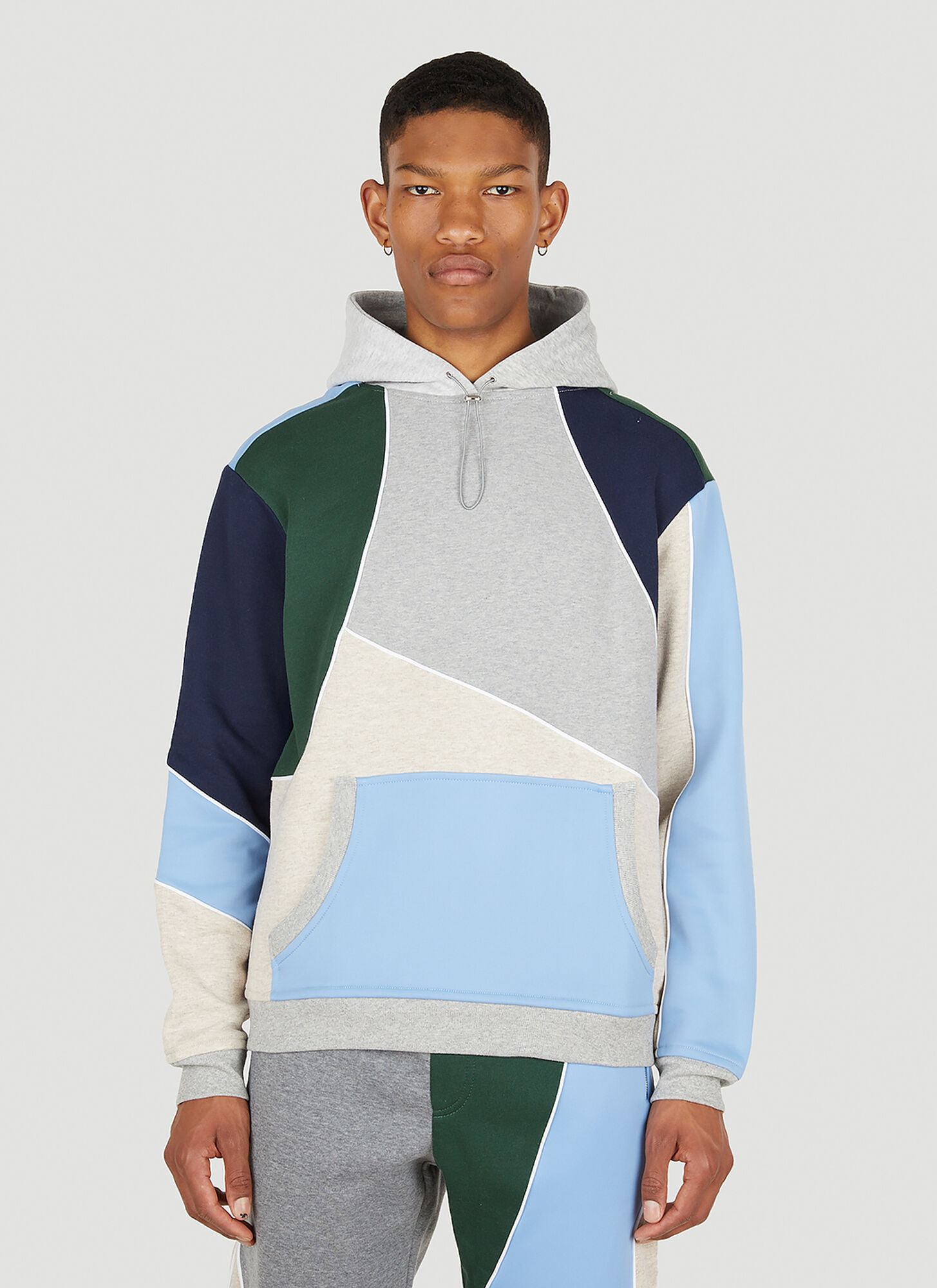 Ahluwalia Marcel Patchwork Hooded Sweatshirt Male Blue