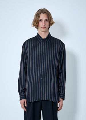 Dries Van Noten Striped Button-Down Shirt Navy dvn0163038