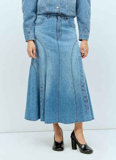 Chloé Flared Midi Skirt Blue chl0255019