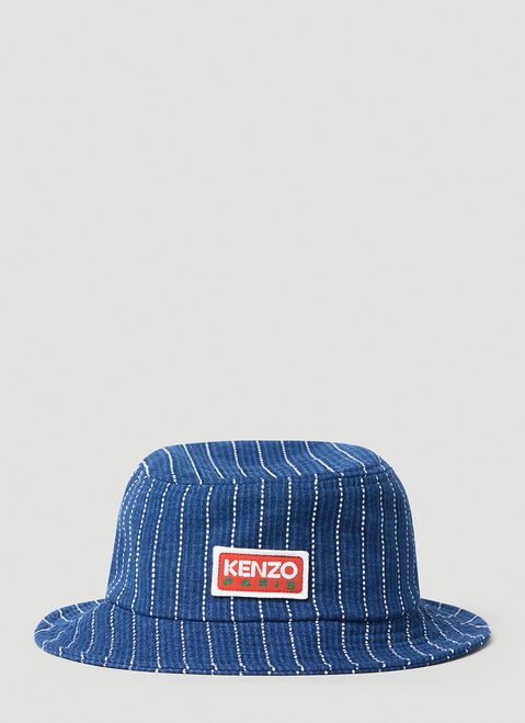 Kenzo x Levi's 로고 스탬프 데님 스트라이프 버킷 햇 레드 klv0156003