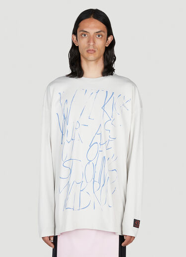 Raf Simons Kick Your Ass Long Sleeve T-Shirt White raf0152010