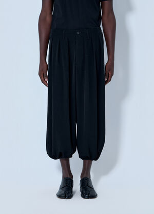 Yohji Yamamoto Pleated Drop-Crotch Trousers Black yoy0164012