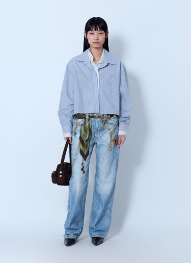 LN-CC® - Acne Studios: Striped Cropped Shirt - Blue Acne Studios Striped Cropped Shirt Blue acn0265068