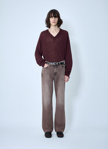 Our Legacy Rue V-Neck  Jumper Burgundy our0164027