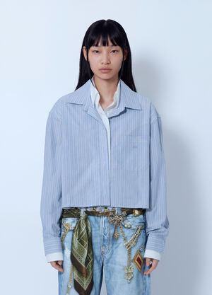 Acne Studios Striped Cropped Shirt Blue acn0265068