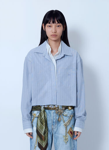 LN-CC® - Acne Studios: Striped Cropped Shirt - Blue Acne Studios Striped Cropped Shirt Blue acn0265068