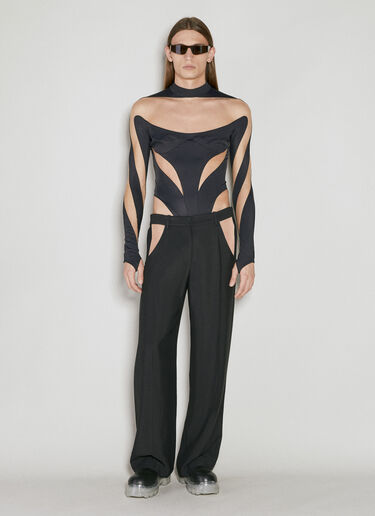 Mugler Illusion Neckline Bodysuit Black mug0154009