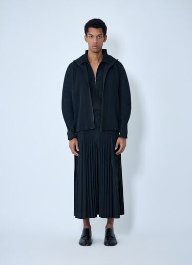 Homme Plissé Issey Miyake Pleated Zip-Up Hooded Sweater Black hmp0163006
