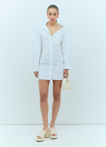 Jacquemus 라 미니 로브 슈미즈 원피스 화이트 jac0256011