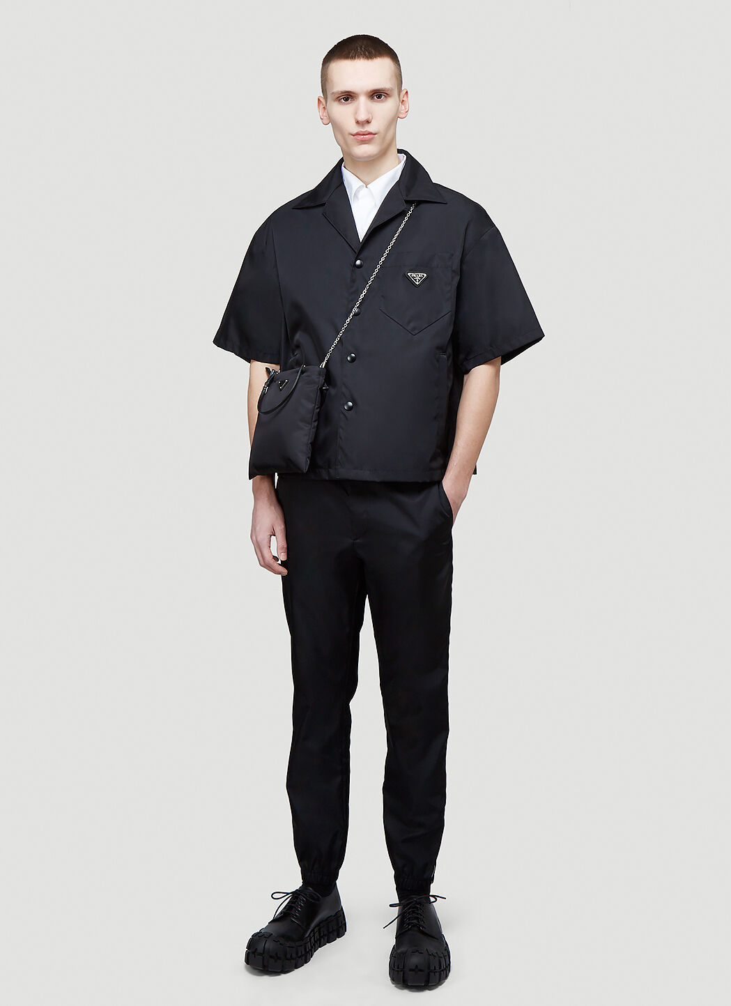 Prada Re Nylon Short Sleeved Shirt in Black LN CC