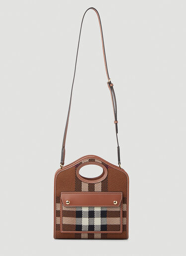 Burberry Pocket Check Mini Shoulder Bag Brown bur0247081