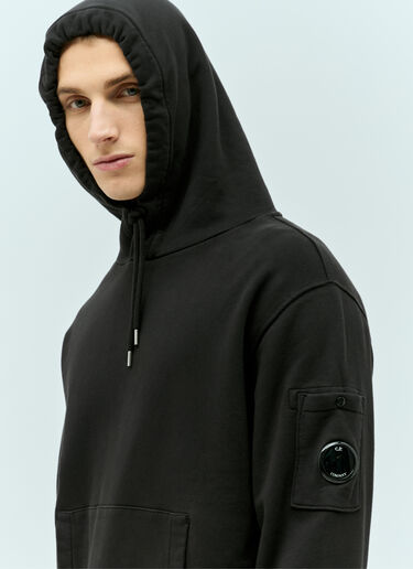 C.P. Company Diagonal Fleece Hooded Sweatshirt Black pco0155020