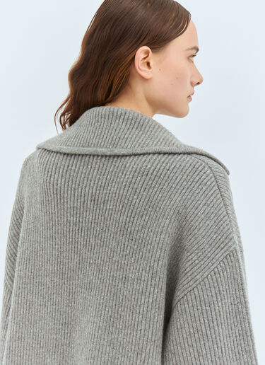 TOTEME Rib-Knit Cardi Coat Grey tot0259025