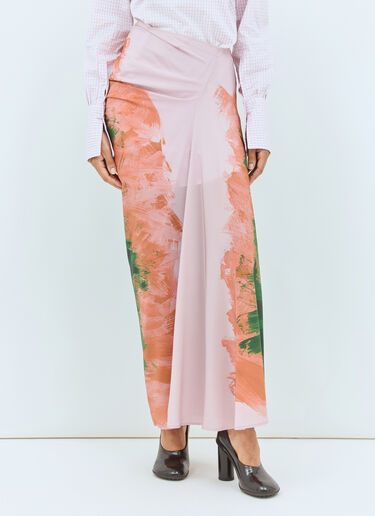 Dries Van Noten Long Draped Skirt Pink dvn0258013