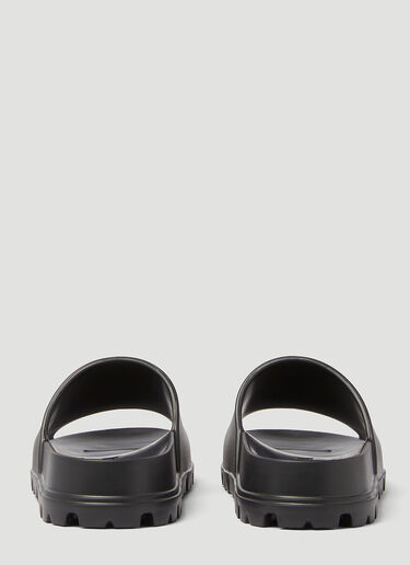 Prada 三角形凸纹徽标拖鞋 黑色 pra0248051