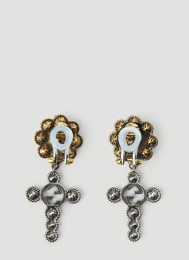 Gucci Cross Crystal Earrings Silver guc0245014