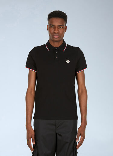 Moncler Stripe Trims Polo Shirt Black mon0149019