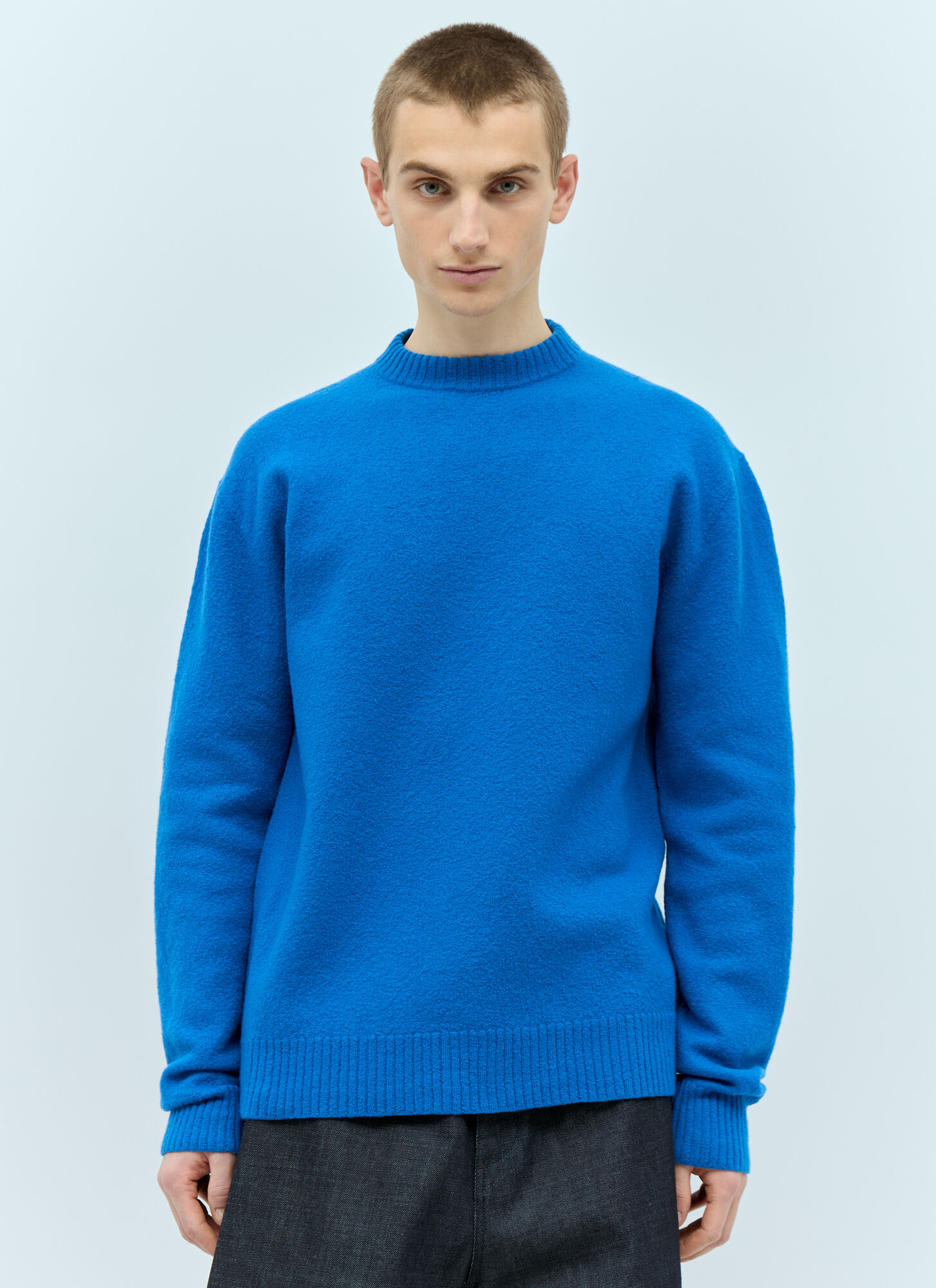 Shop Jil Sander Crewneck Wool Sweater In Blue