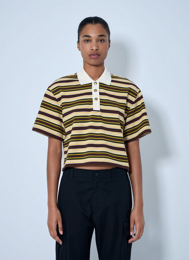 LN-CC® - Moncler: Striped Polo Shirt - Brown Moncler Striped Polo Shirt Brown mon0265095