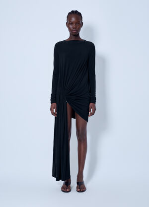 Sportmax Asymmetrical Drape Dress Black spx0266033