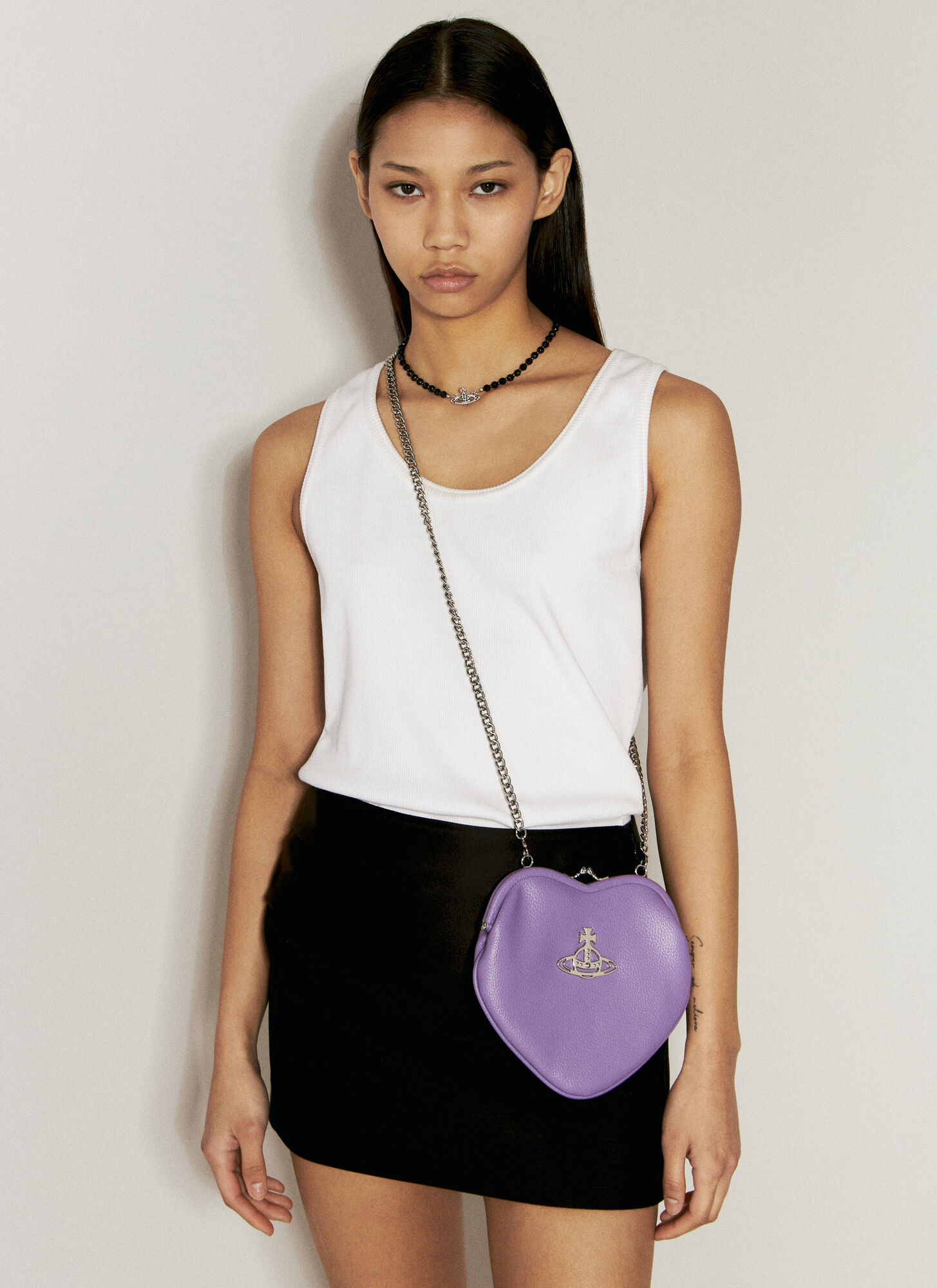 Shop Vivienne Westwood Belle Heart Frame Shoulder Bag In Purple