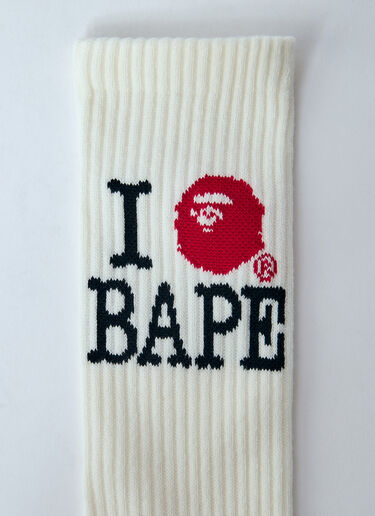 A BATHING APE® Logo Print Socks White aba0158001