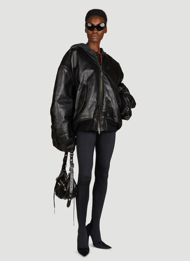Balenciaga DIY Metal Hooded Bomber Jacket Black bal0255029