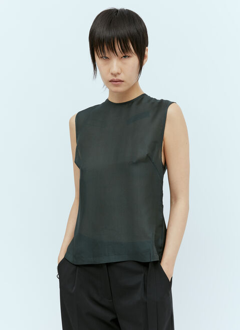 St. Agni Sheer Silk Gauze Top Cream sta0255001
