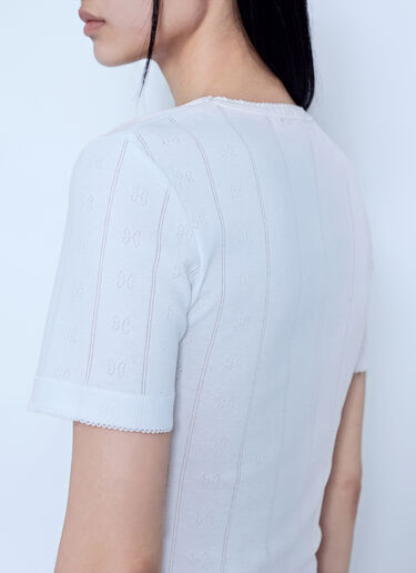 LN-CC® - GANNI: Compact Pointelle Rib Tee - White GANNI Compact Pointelle Rib Tee White gan0265010