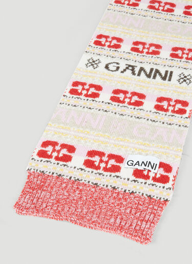 GANNI 图案围巾 红色 gan0253056