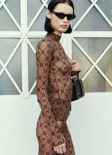 Marine Serre Regenerated Monogram Mesh Top Brown mrs0254010