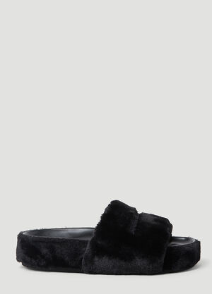 GANNI Faux Fur Plarform Sandals Black gan0256032