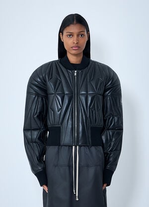 Moncler x Rick Owens Geocamo Cropped Quilted Bomber Jacket Black mcs0363009