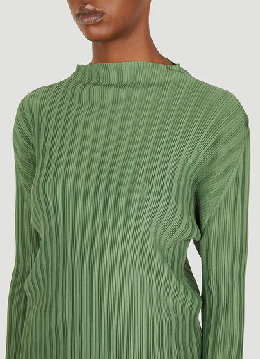 Pleats Please Issey Miyake Plissé Long Sleeve Top Green plp0251002