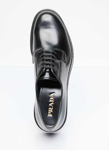 Prada Brushed Leather Lace-Up Shoes Black pra0155020