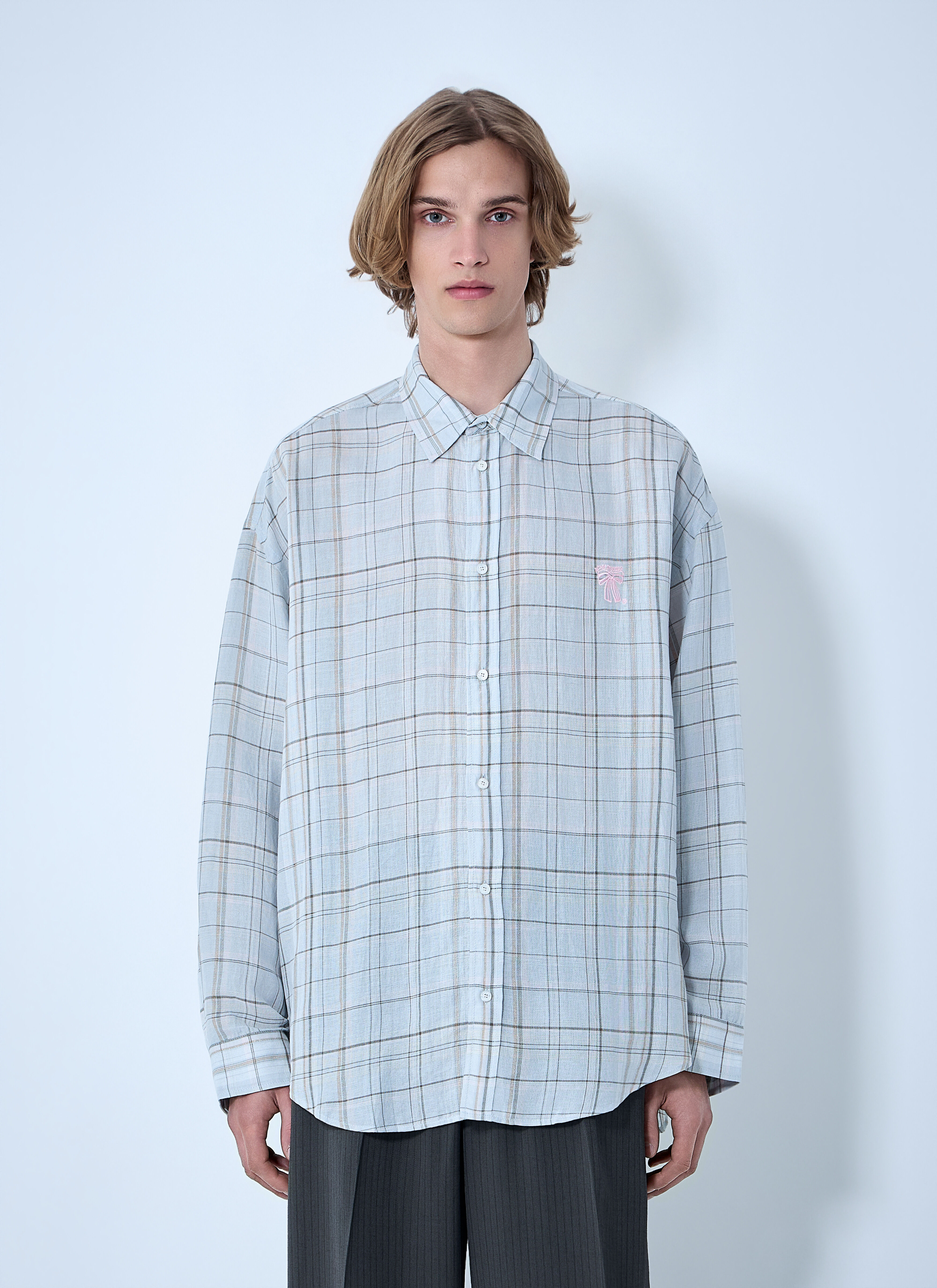 Acne Studios Men's' Plaid Button-Up Shirt in Grey | LN-CC®