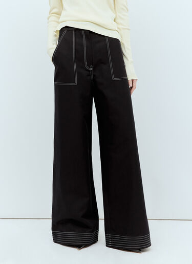 Max Mara Cotton And Linen Wide Pants Black max0256023