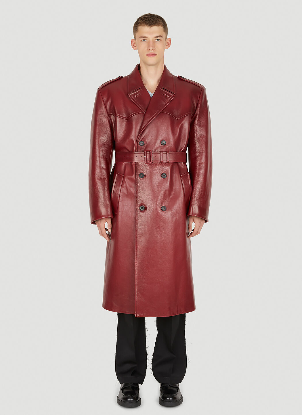 Mens double on sale breasted leather blazer