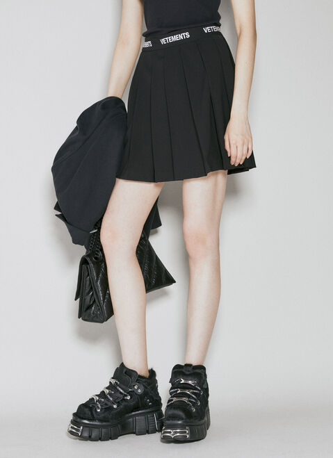 VETEMENTS Logo Print School Girl Skirt Black vet0254015