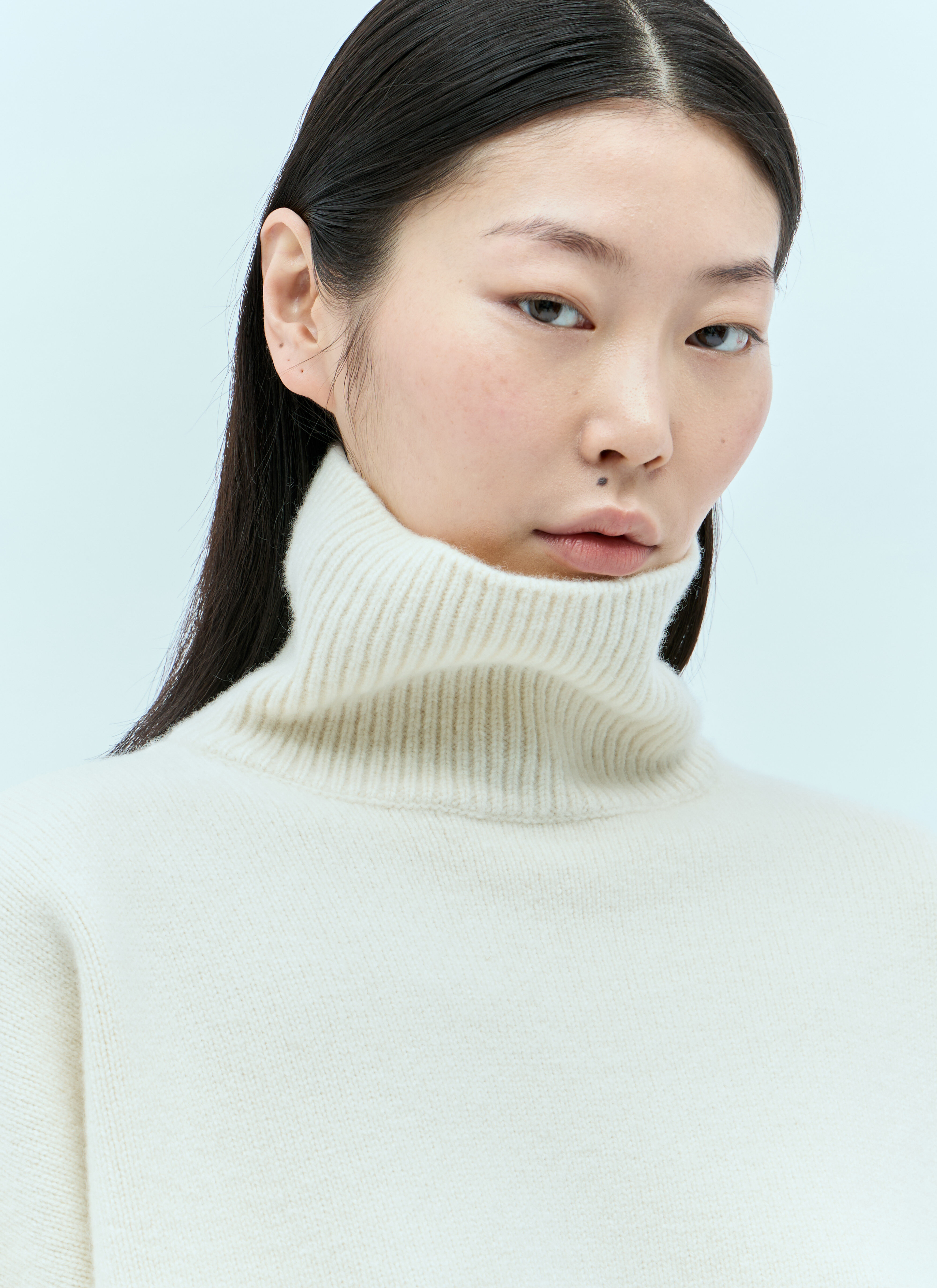 The Row Women s Ezio Knit Roll Up Sweater in Cream LN CC