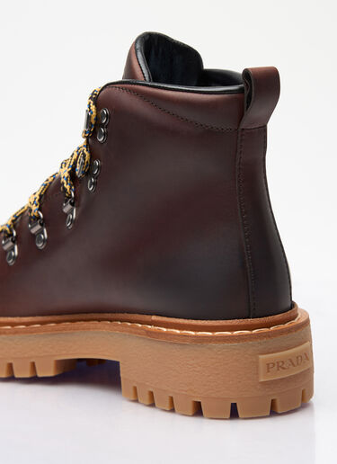 Prada Lace-Up Leather Boots Brown pra0258029
