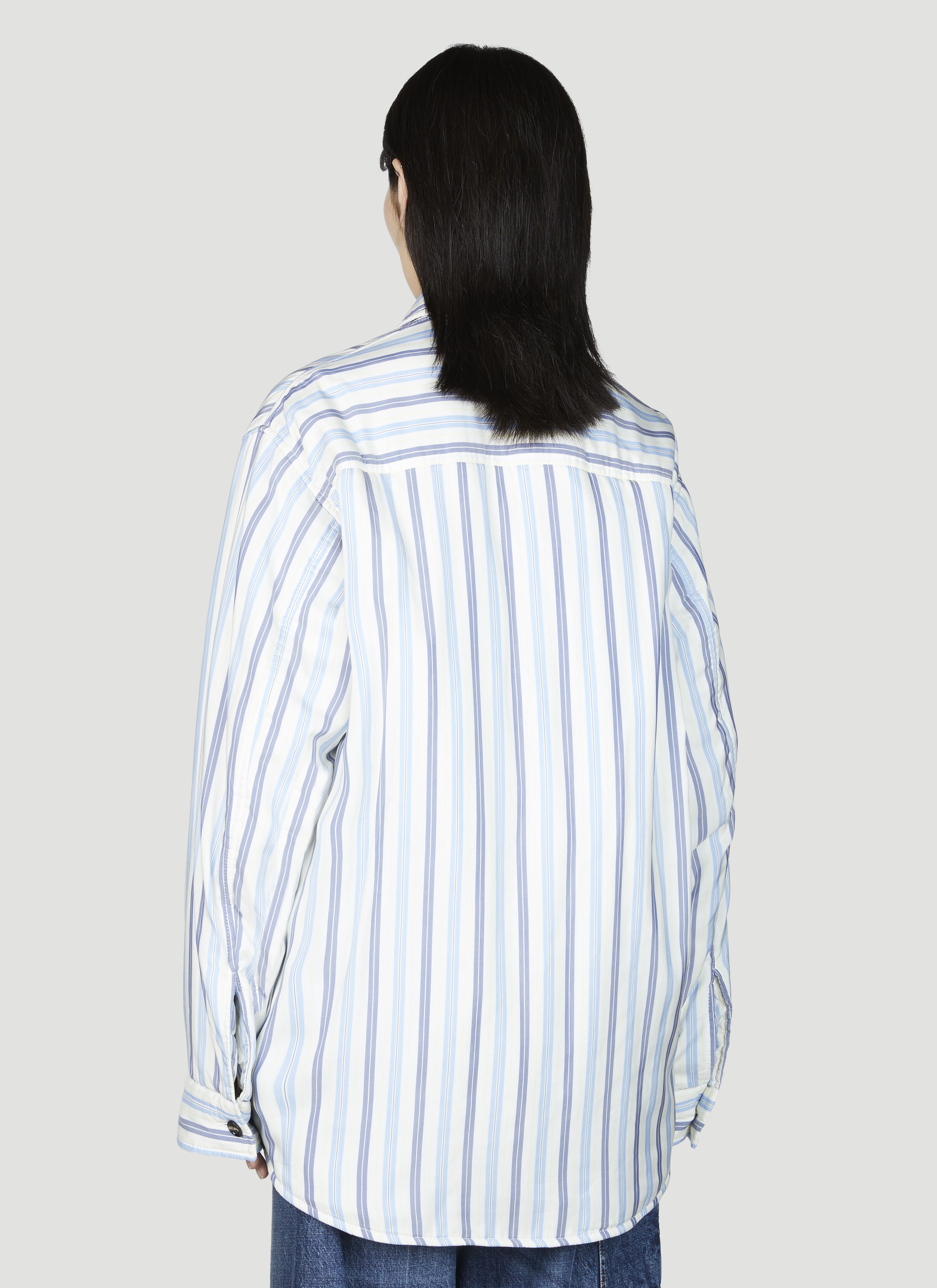 Bottega Veneta Women's' Silk Stripe Shirt in Blue | LN-CC®