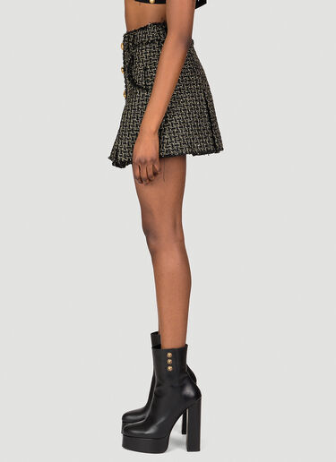 Balmain Tweed Pleated Mini Skirt Black bln0253019